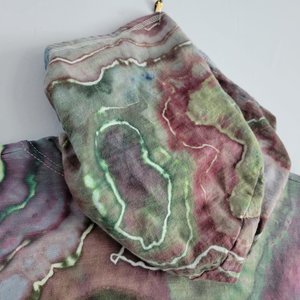 XL Zip-Up T-shirt Hoodie, Green & Purple Geode
