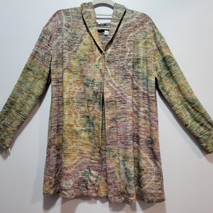M Hooded Cardigan, Heathered Earth