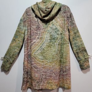 M Hooded Cardigan, Heathered Earth