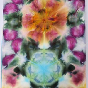Scarf, Rayon, Shibori Antique Flowers