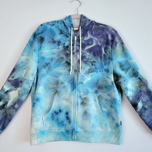 Large Zip-Up Viscose Hoodie, Mystic Blue