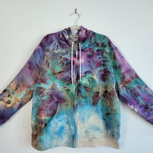 2XL Zip-Up Viscose Hoodie, Strawberry Skies 