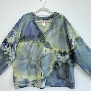 XXL V-Neck Viscose Sweatshirt, Forest Pool