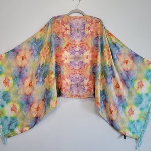 Shawl, Viscose, Spring Garden Shibori
