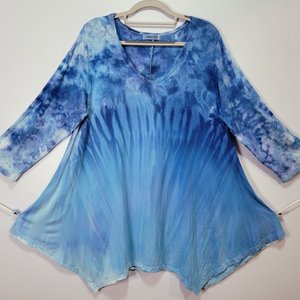 1X 3/4 Sleeve Tunic, Blue Gravity