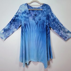 1X 3/4 Sleeve Tunic, Blue Gravity