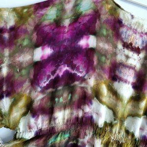 2X Kimono Robe, Eggplant & Avocado Shibori 