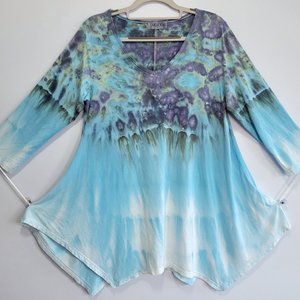 M Rayon 3/4 Sleeve Tunic, Mystic Blue Gravity