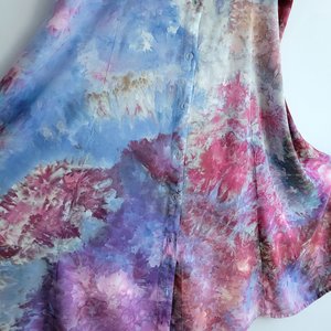 2X Button-Up Rayon Dress, Garden Watercolor