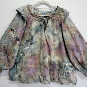 XXL Ruffled Poet's Blouse, Timberwolf