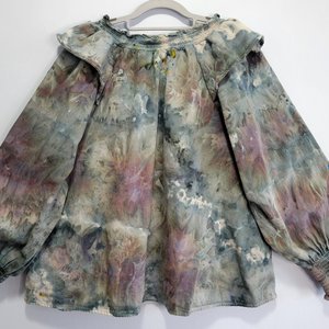 XXL Ruffled Poet's Blouse, Timberwolf