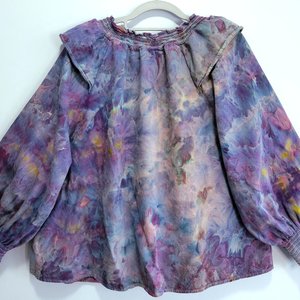 XL Ruffled Poet's Blouse, Strawberry Skies 