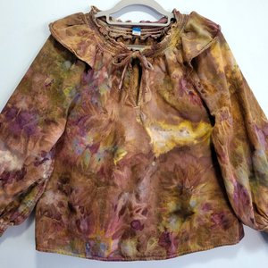 M Ruffled Poet's Blouse, Plum Coffee