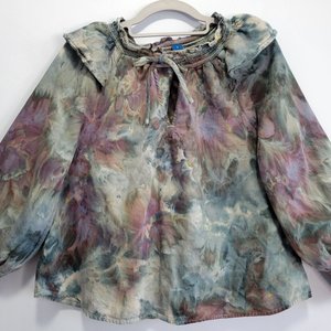 S Ruffled Poet's Blouse, Timberwolf