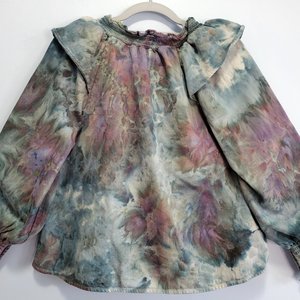 S Ruffled Poet's Blouse, Timberwolf