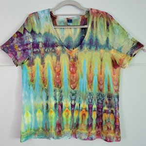 S/M Rayon V-Neck, Watercolor Falls