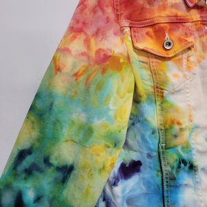 L Denim Jacket, Rainbow Cloud