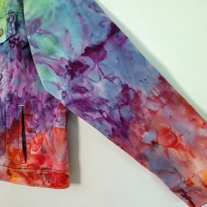 XXL Denim Jacket, Rainbow Watercolor