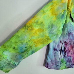 XXL Denim Jacket, Rainbow Watercolor