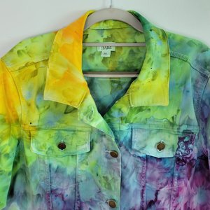 XXL Denim Jacket, Rainbow Watercolor