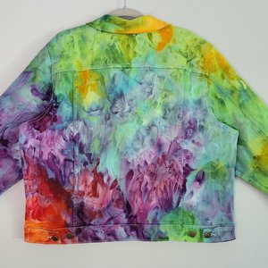 XXL Denim Jacket, Rainbow Watercolor