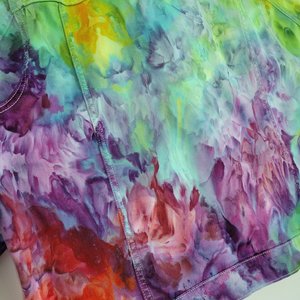 XXL Denim Jacket, Rainbow Watercolor