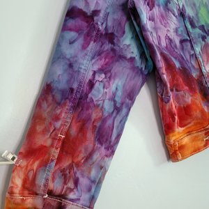 XXL Denim Jacket, Rainbow Watercolor