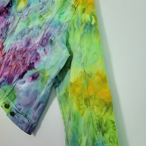 XXL Denim Jacket, Rainbow Watercolor