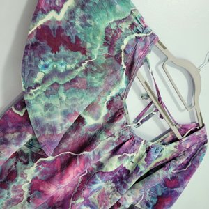 XL Linen Flutter Sleeve Top, Strawberry Skies Geode