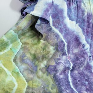 3X Linen Flutter Sleeve Top, Periwinkle Green Geode