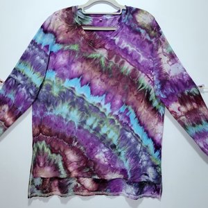 XL V-Neck Rayon Long Sleeve, Purple Flame