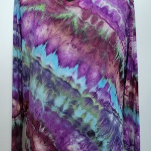 XL V-Neck Rayon Long Sleeve, Purple Flame