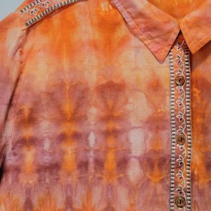1X/2X Linen Dress, Orange Suji