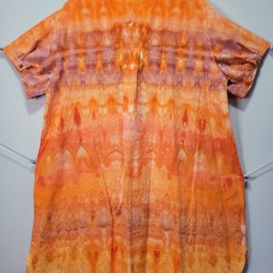 1X/2X Linen Dress, Orange Suji