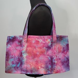 Canvas Tote, Fuchsia Watercolor