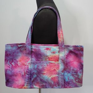 Canvas Tote, Fuchsia Watercolor