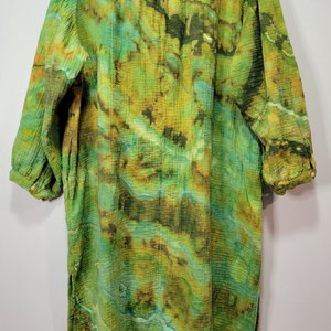 2X Gauze Dress, Moss & Lichen