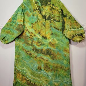 2X Gauze Dress, Moss & Lichen