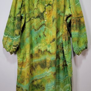 2X Gauze Dress, Moss & Lichen