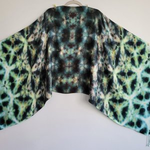 Shawl, Viscose, Dark Teal Shibori