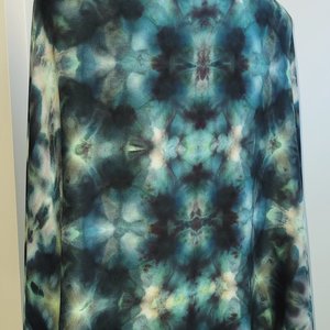 Shawl, Viscose, Dark Teal Shibori