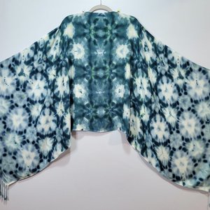 Shawl, Viscose, Teal Ocean Shibori