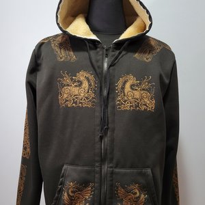 XL Zip Up Hoodie, Norse Printed