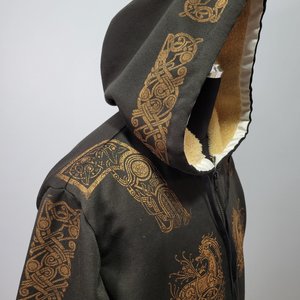 XL Zip Up Hoodie, Norse Printed