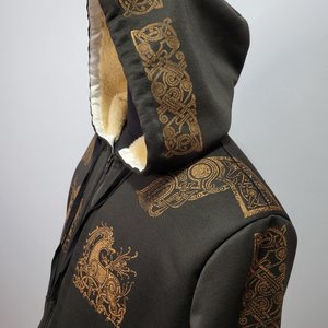 XL Zip Up Hoodie, Norse Printed