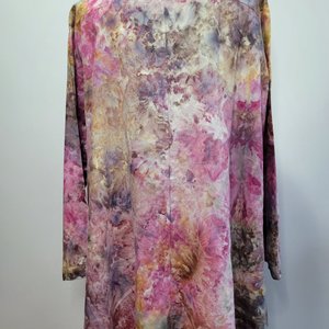 2XL Linen Swing Shirt with Embroidery, Flamingo Watercolor