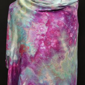 Shawl, Bamboo, Strawberry Skies Watercolor