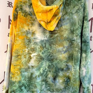 XXL Zip Front Bamboo Viscose Hoodie (fits like L), Green & Gold