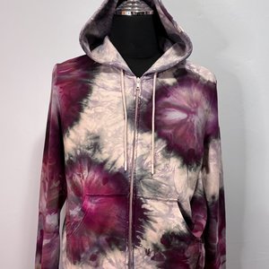 M Zip Up Bamboo Hoodie, Black Cherry Burst