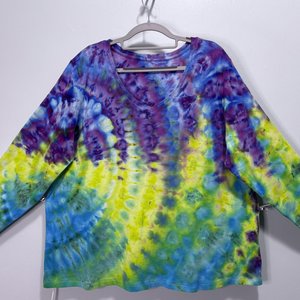 3X Long Sleeve V-neck T, Xanadu Ripple